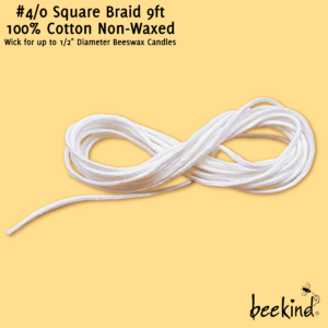 4/0 Square Braid Cotton Wick for Beeswax Candles