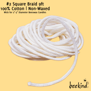#2 Square Braid Cotton Wick for Beeswax Candles