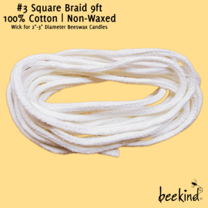 #3 Square Braid Cotton Wick for Beeswax Candles