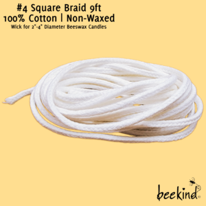 #4 Square Braid Cotton Wick for Beeswax Candles