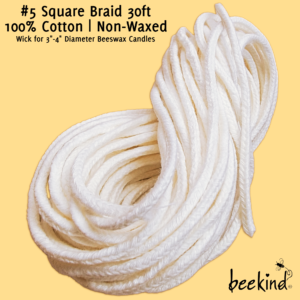 #5 Square Braid Cotton Wick for Beeswax Candles