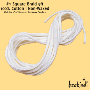 #1 Square Braid Cotton Wick for Beeswax Candles
